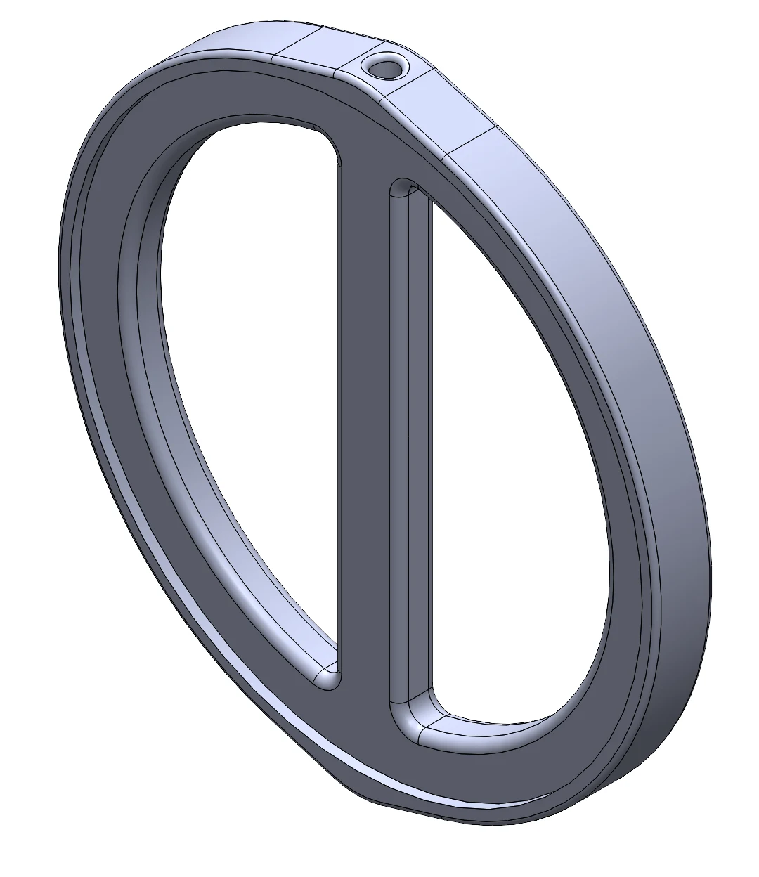 CAD render of a rounded mount with an angled printing flat