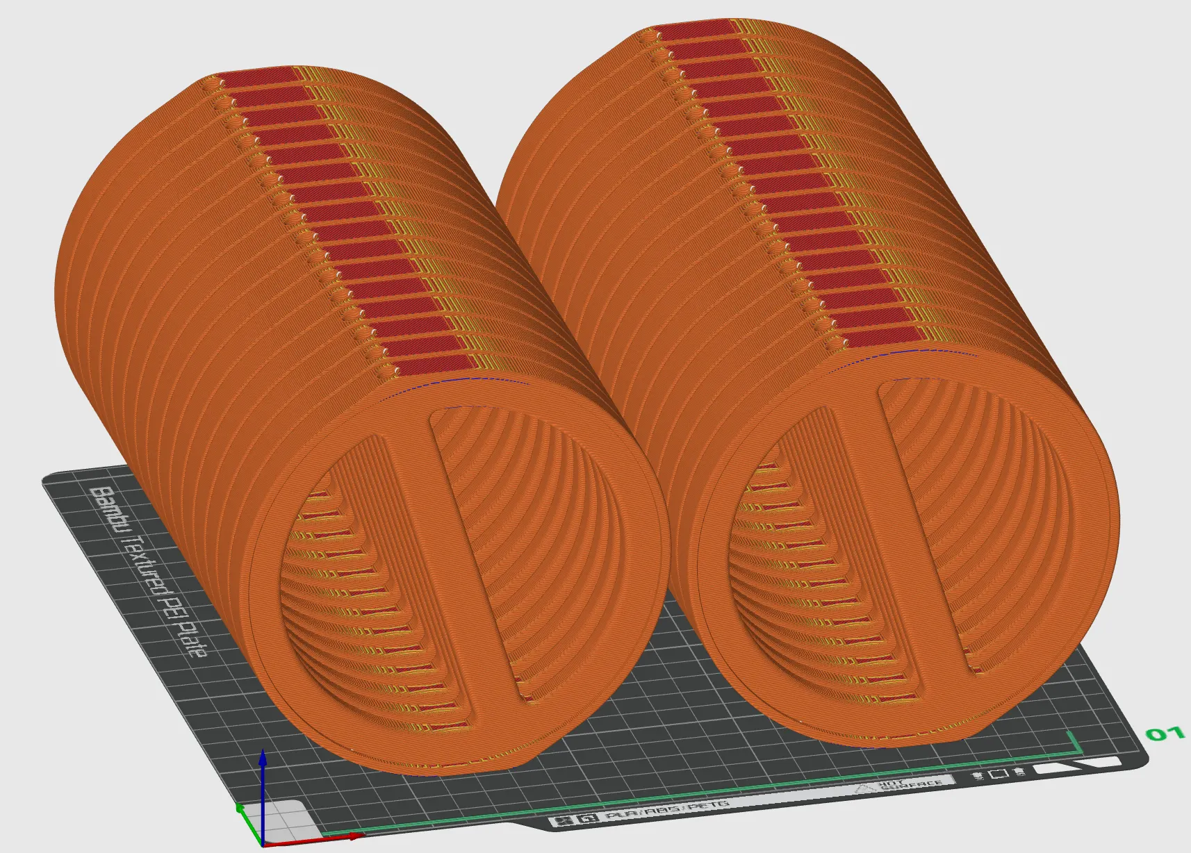 Slicer screenshot of mount A laid out at an angle on the build plate