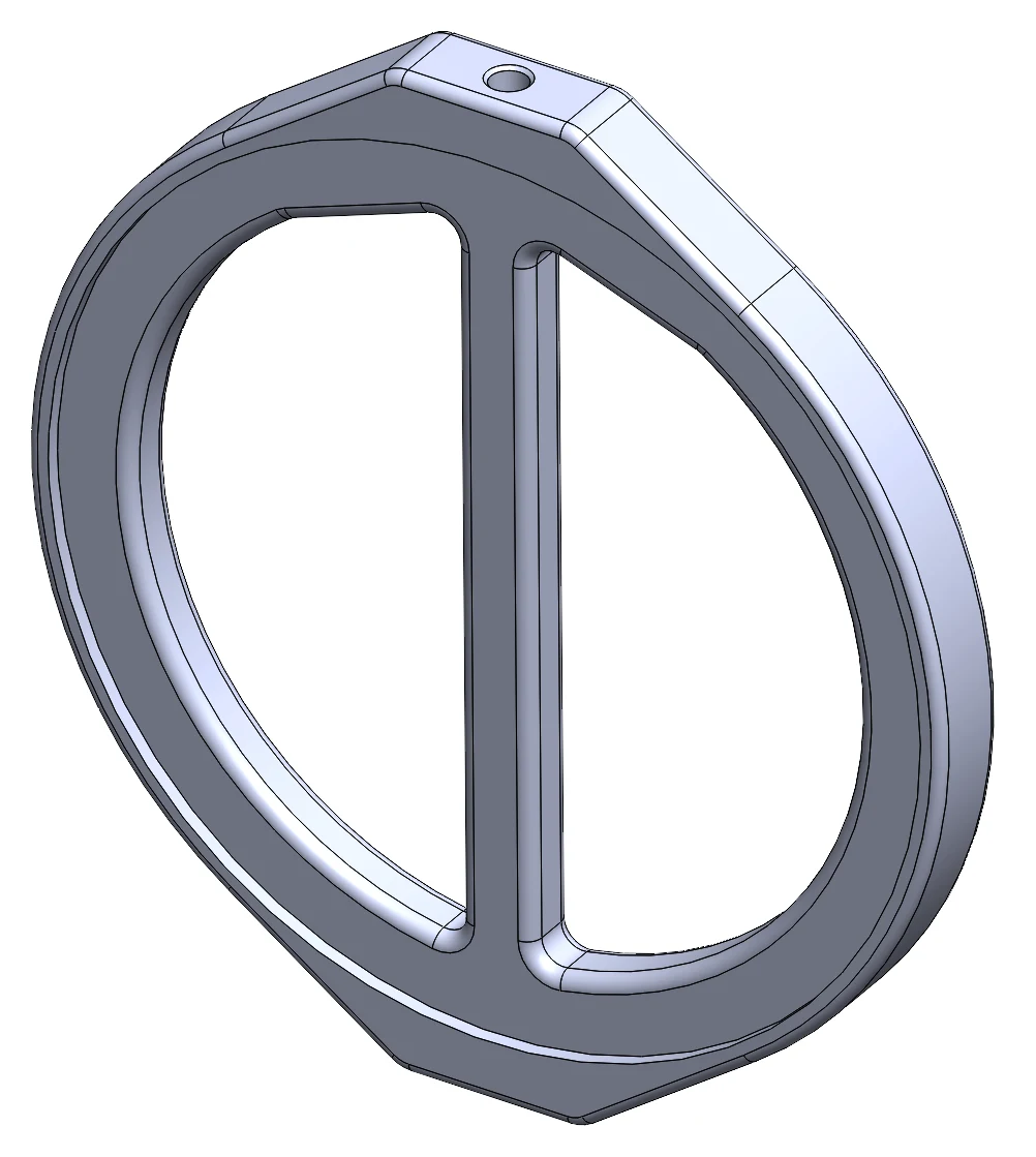 CAD render of the final mount with a vertical central axis