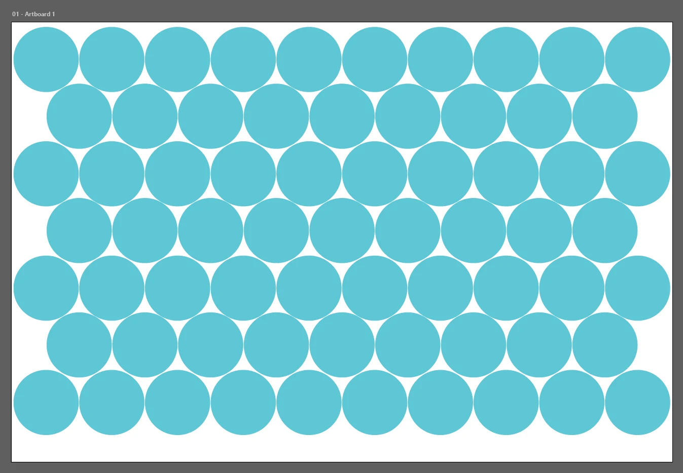 Nesting layout of 67 tightly packed circles on a rectangular sheet