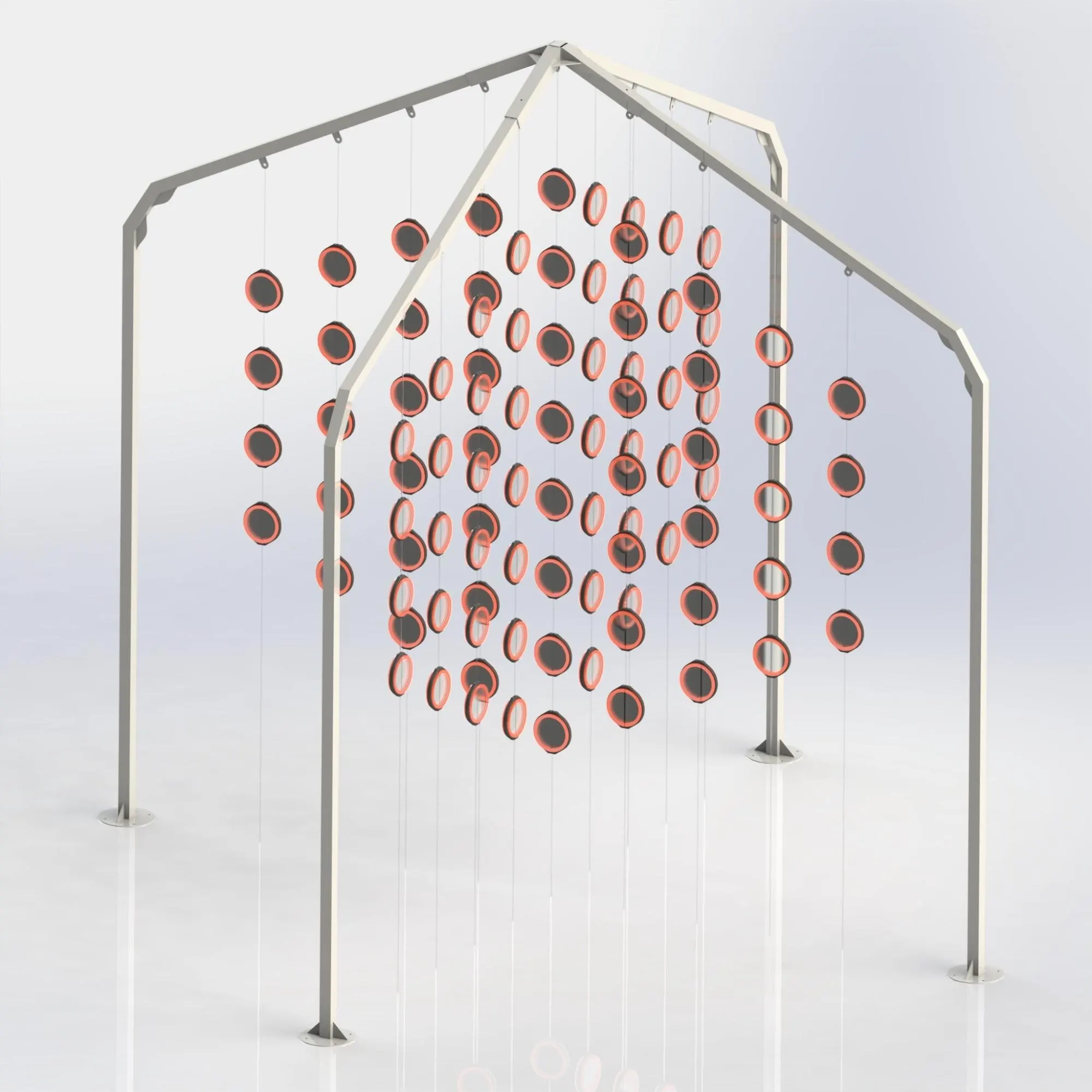 CAD render of the full frame with the pixel array hanging inside