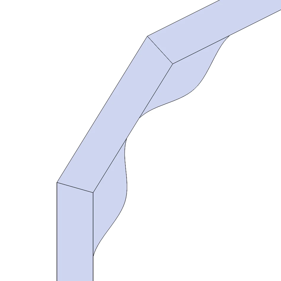 CAD render of a leg’s miter joints with welded gussets