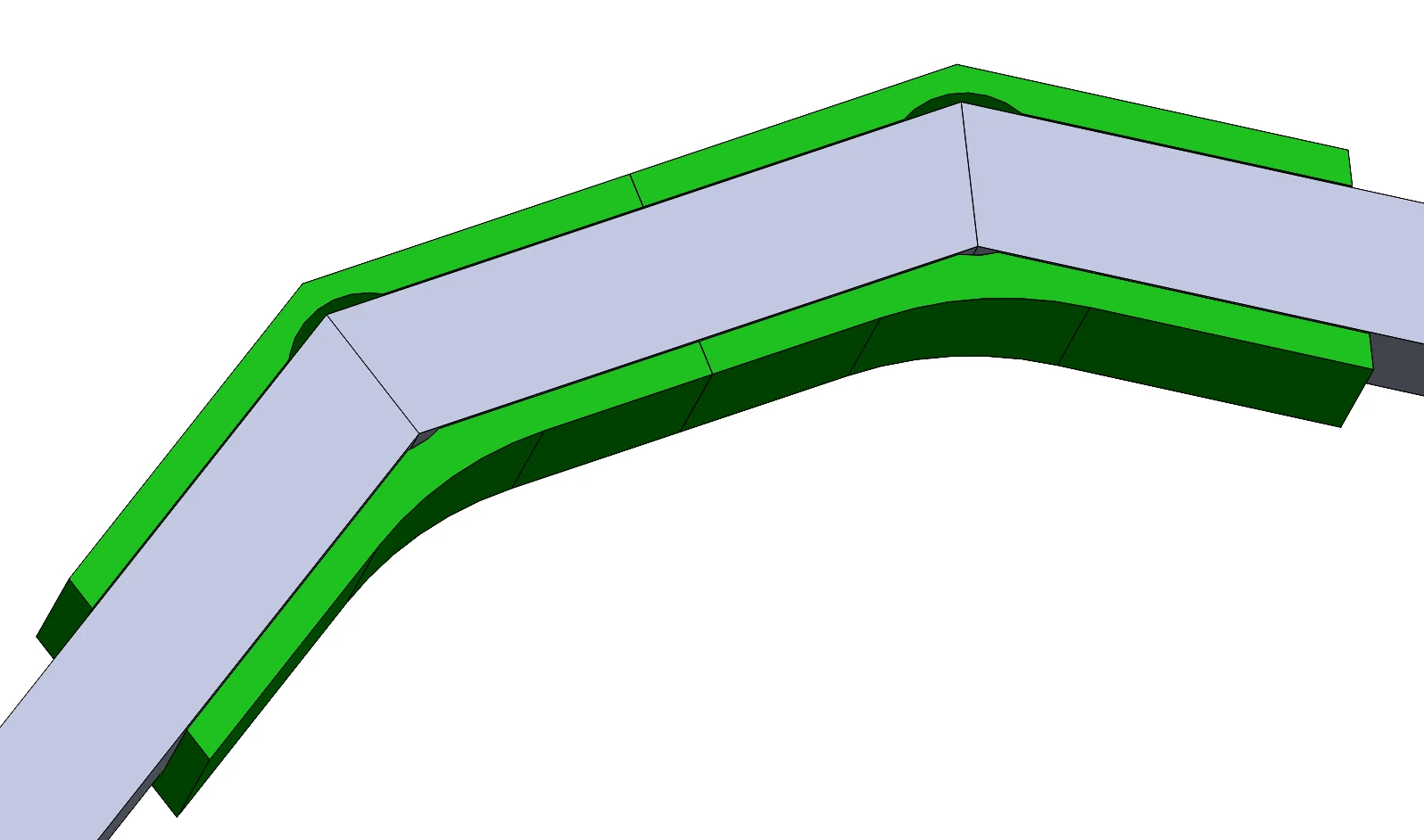 CAD render of the second weld fixture on a bent leg